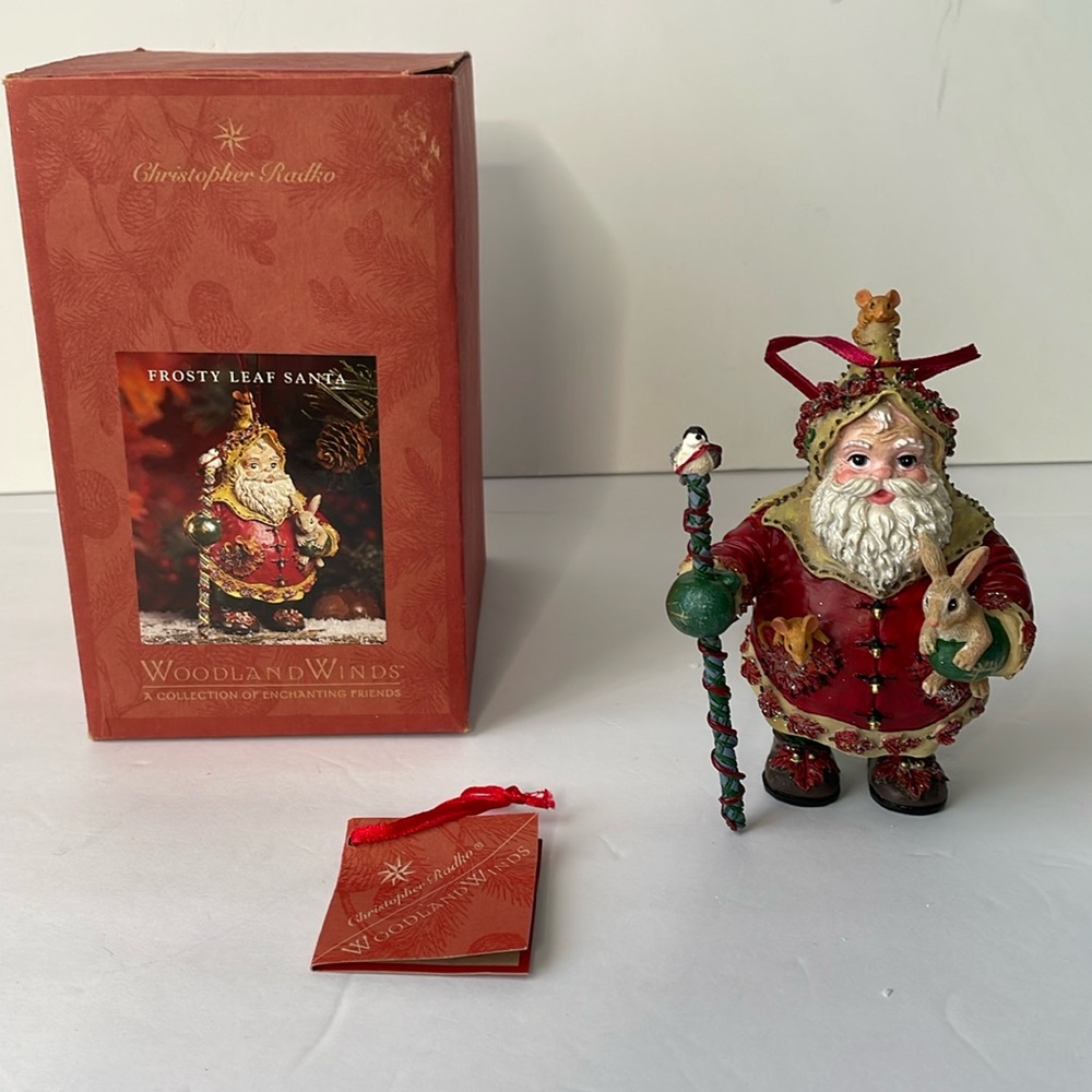Christopher Radko Woodland Winds Frosty Leaf Santa Ornament 1998